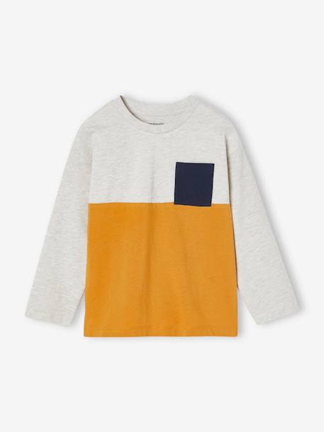 Colourblock Top for Boys blue+GREEN MEDIUM SOLID WITH DESIG+night blue+ochre 