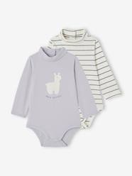 Baby-Bodysuits & Sleepsuits-Pack of 2 Bodysuits with Polo Neck for Babies