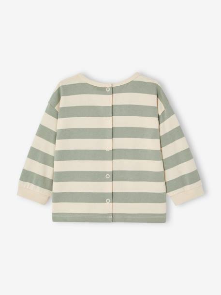 Striped Top in Organic Cotton for Babies aqua green+grey blue 