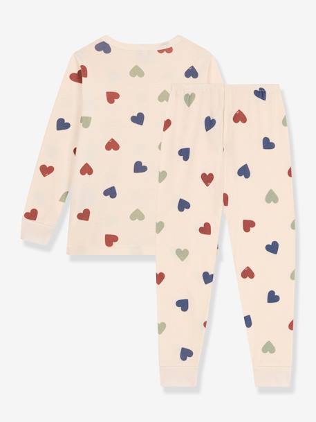 PETIT BATEAU heart print cotton pyjamas beige 