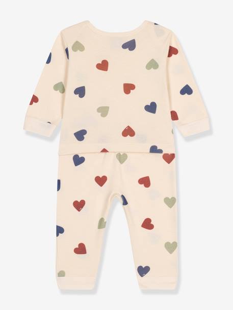 Sleepsuit hearts without feet PETIT BATEAU beige 