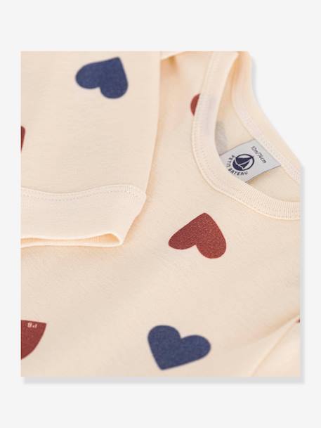 Sleepsuit hearts without feet PETIT BATEAU beige 