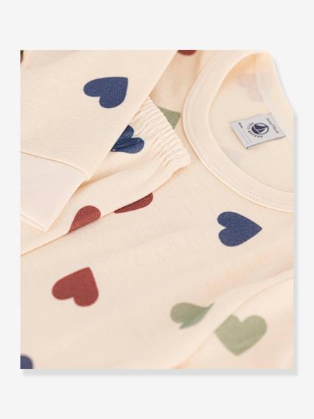 PETIT BATEAU heart print cotton pyjamas beige 