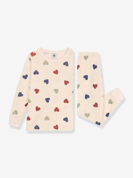 PETIT BATEAU heart print cotton pyjamas beige 