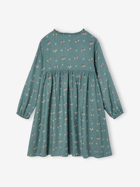 Printed Dress, Button Fastening on the Front ecru+indigo+navy blue+old rose+sage green+vanilla 