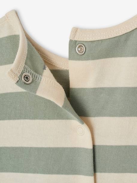 Striped Top in Organic Cotton for Babies aqua green+grey blue 