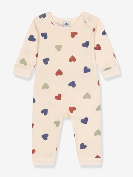 Sleepsuit hearts without feet PETIT BATEAU beige 