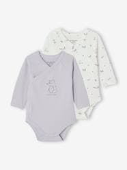 -Pack of 2 Long Sleeve Bodysuits in Organic Cotton for Newborn Babies