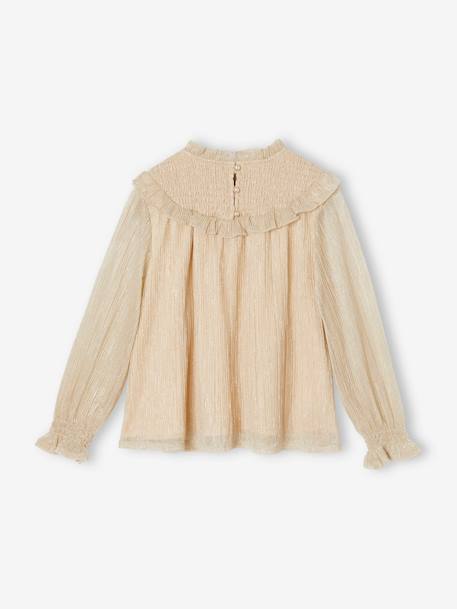 Smocked Blouse in Iridescent Tulle for Girls gold 