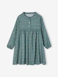 Girls-Dresses-Printed Dress, Button Fastening on the Front