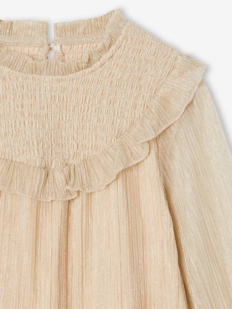 Smocked Blouse in Iridescent Tulle for Girls gold 