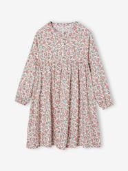 -Printed Dress, Button Fastening on the Front