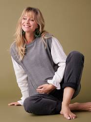 Maternity-T-shirts & Tops-Dual Fabric Top with Cotton Gauze Sleeves for Maternity, ENVIE DE FRAISE