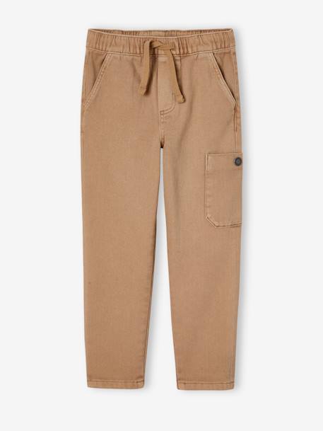 Coloured Cargo Trousers for Boys caramel+petrol blue 