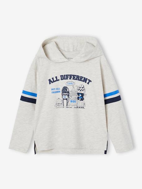 Hooded Top with Fun Motif, for Boys marl white 