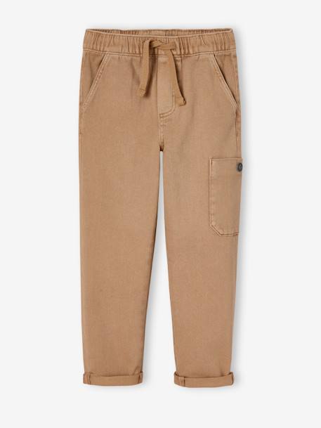 Coloured Cargo Trousers for Boys caramel+petrol blue 