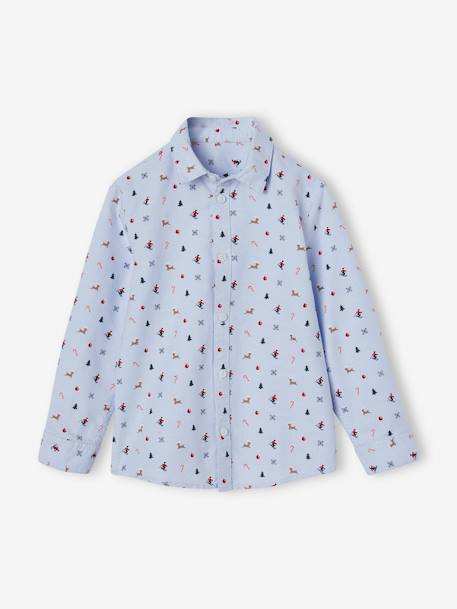 Christmas Gift Box with Printed Shirt & Bow Tie for Boys chambray blue 