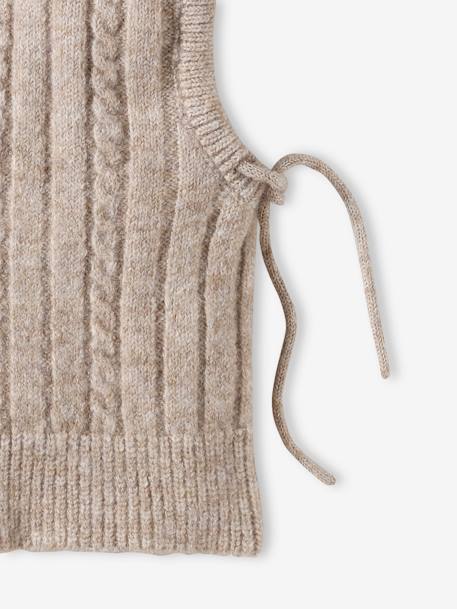 Cable Knit Hood for Girls marl beige 