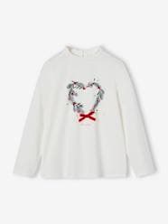 Girls-Top with Heart-Shaped Christmas Wreath & Glittery Details for Girls