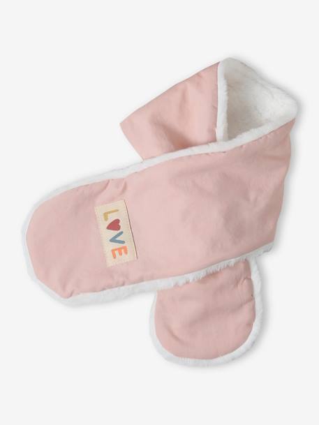 Chapka + Snood + Mittens Set for Babies pale pink 