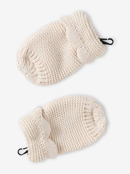 Beanie + Snood + Mittens Set for Baby Girls sand beige 