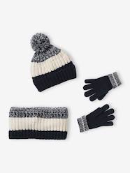 Colourblock Beanie + Snood + Gloves Set for Boys