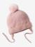 Beanie + Snood + Mittens Set for Baby Girls pale pink+rosy 