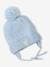 Heart Beanie + Snood + Mittens Set for Baby Girls crystal blue 