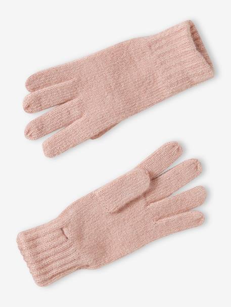 Soft Knit Beanie + Snood + Gloves Set rosy 