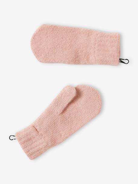 Soft Knit Beanie + Snood + Gloves Set rosy 