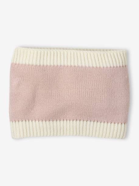 Kitty Beanie + Snood + Mittens Set for Baby Girls pale pink 