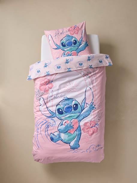 Duvet Cover + Pillowcase Set for Children, Stitch printed pink 