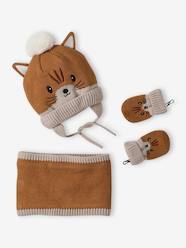 Baby-Animal Beanie + Snood + Mittens Set for Babies