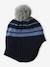 Striped Chullo Hat with Pompom for Boys navy blue 