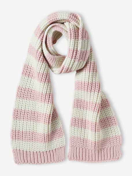 Striped Scarf for Girls mauve 