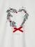 Top with Heart-Shaped Christmas Wreath & Glittery Details for Girls ecru 