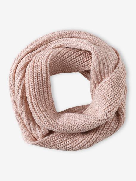 Beanie & Infinity Scarf Set for Girls pale pink 