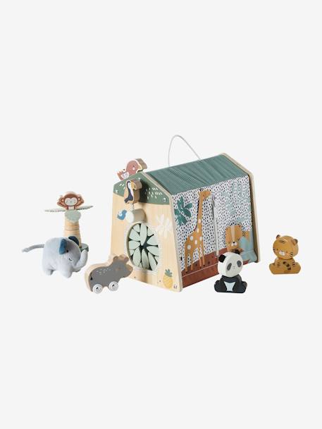 Activity House in Fabric & FSC® Wood, Tanzania Animals beige 