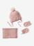 Beanie + Snood + Mittens Set for Baby Girls rosy 