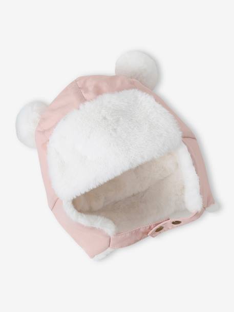 Chapka + Snood + Mittens Set for Babies pale pink 