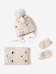 Baby-Accessories-Beanie + Snood + Mittens Set for Baby Girls