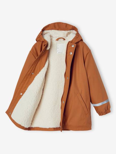 Raincoat with Sherpa Lining, for Boys caramel 