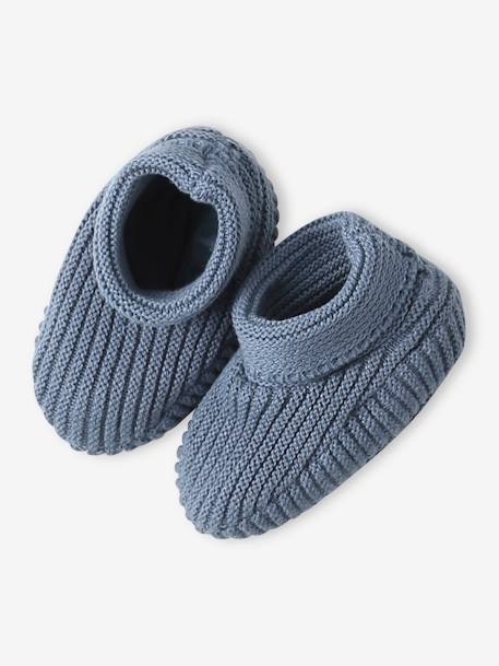 Beanie, Mittens & Booties Set, Matching Pouch, for Newborn Babies denim blue+rosy+White 