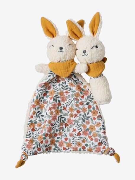 Comforter Rabbit + Rattle green+rose 