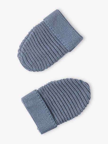 Beanie, Mittens & Booties Set, Matching Pouch, for Newborn Babies denim blue+grey blue+rosy+White 