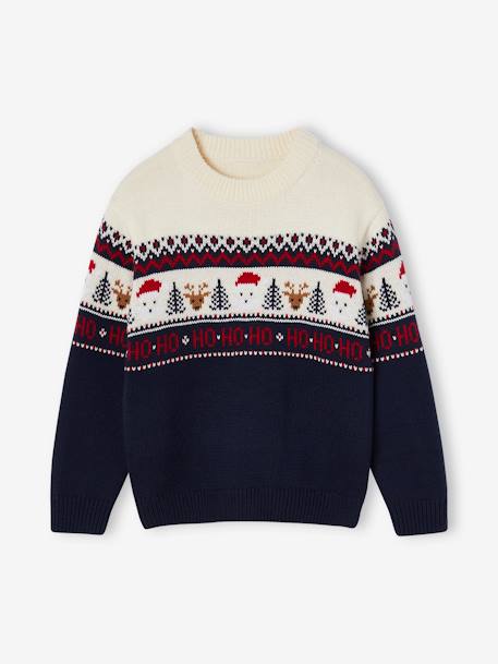 Christmas Special Jacquard Knit Jumper for Children, Family Capsule Collection navy blue+red 