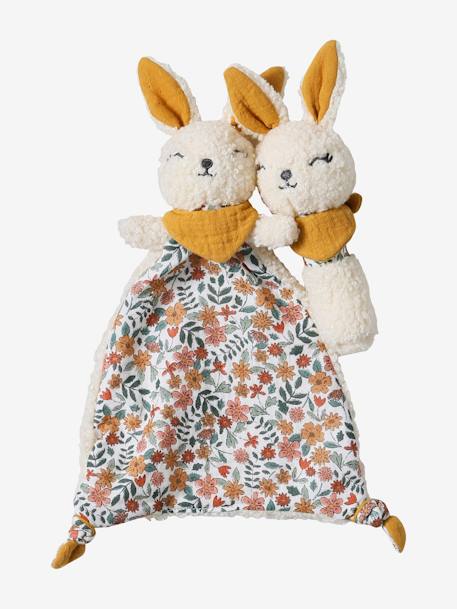 Comforter Rabbit + Rattle green+rose 