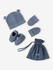 -Beanie, Mittens & Booties Set, Matching Pouch, for Newborn Babies