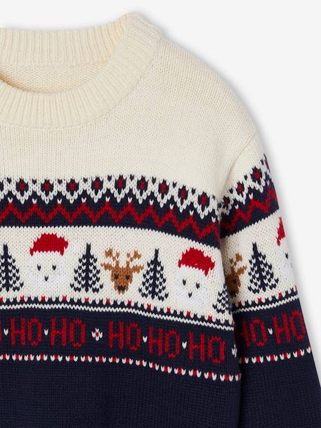 Christmas Special Jacquard Knit Jumper for Children, Family Capsule Collection navy blue+red 