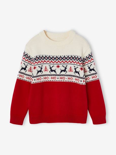 Christmas Special Jacquard Knit Jumper for Children, Family Capsule Collection navy blue+red 